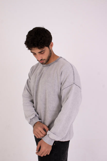 JOJO'S LIGHT GREY WASHED CREWNECK