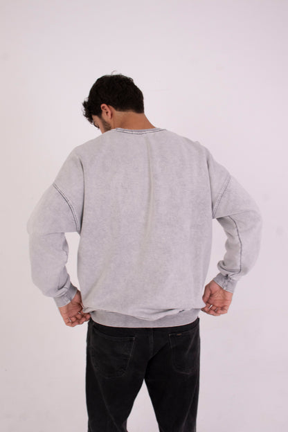 JOJO'S LIGHT GREY WASHED CREWNECK